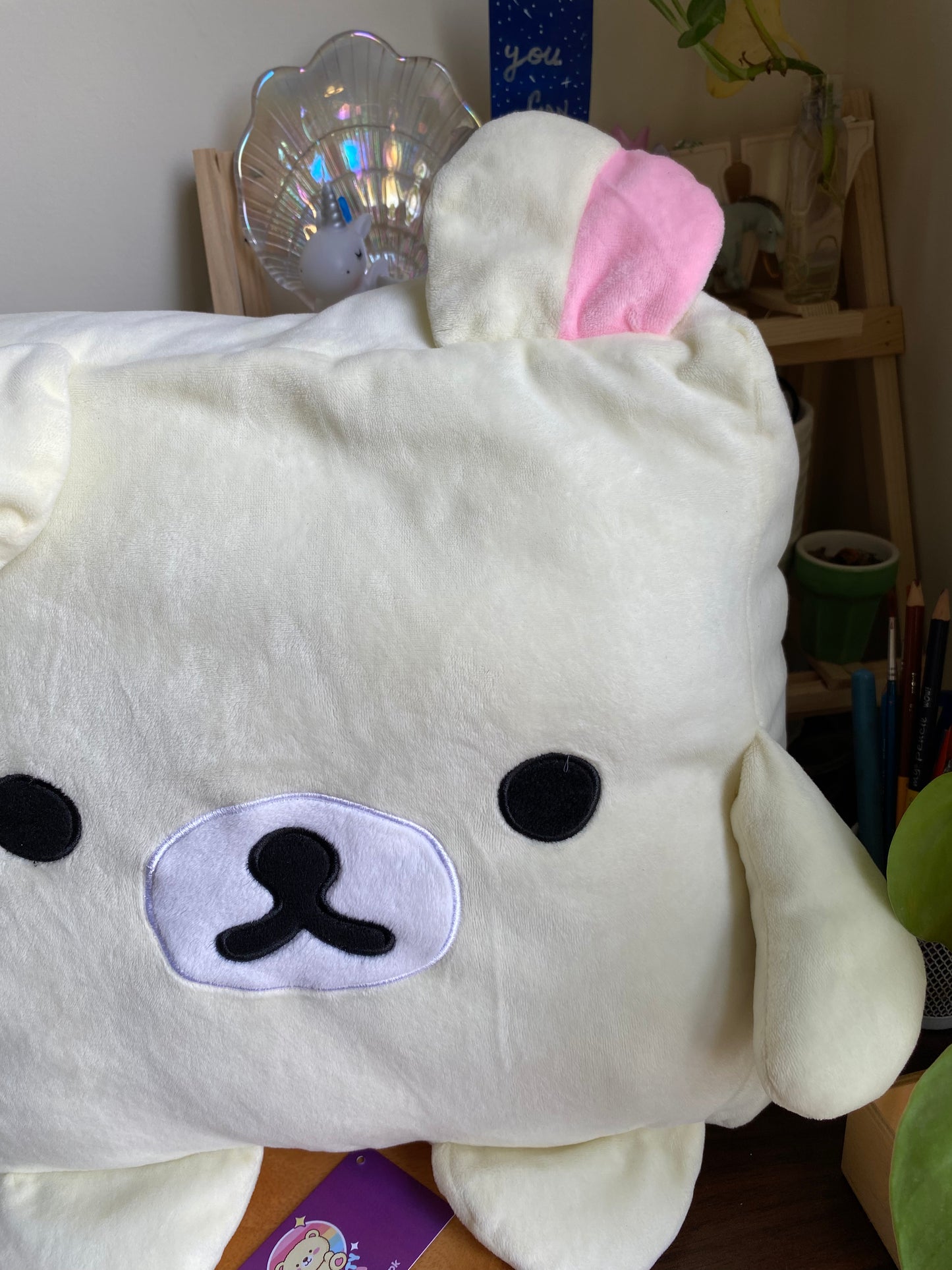 Korilakkuma Sanrio Face Mochi Marshmallow Feel Square Cushion