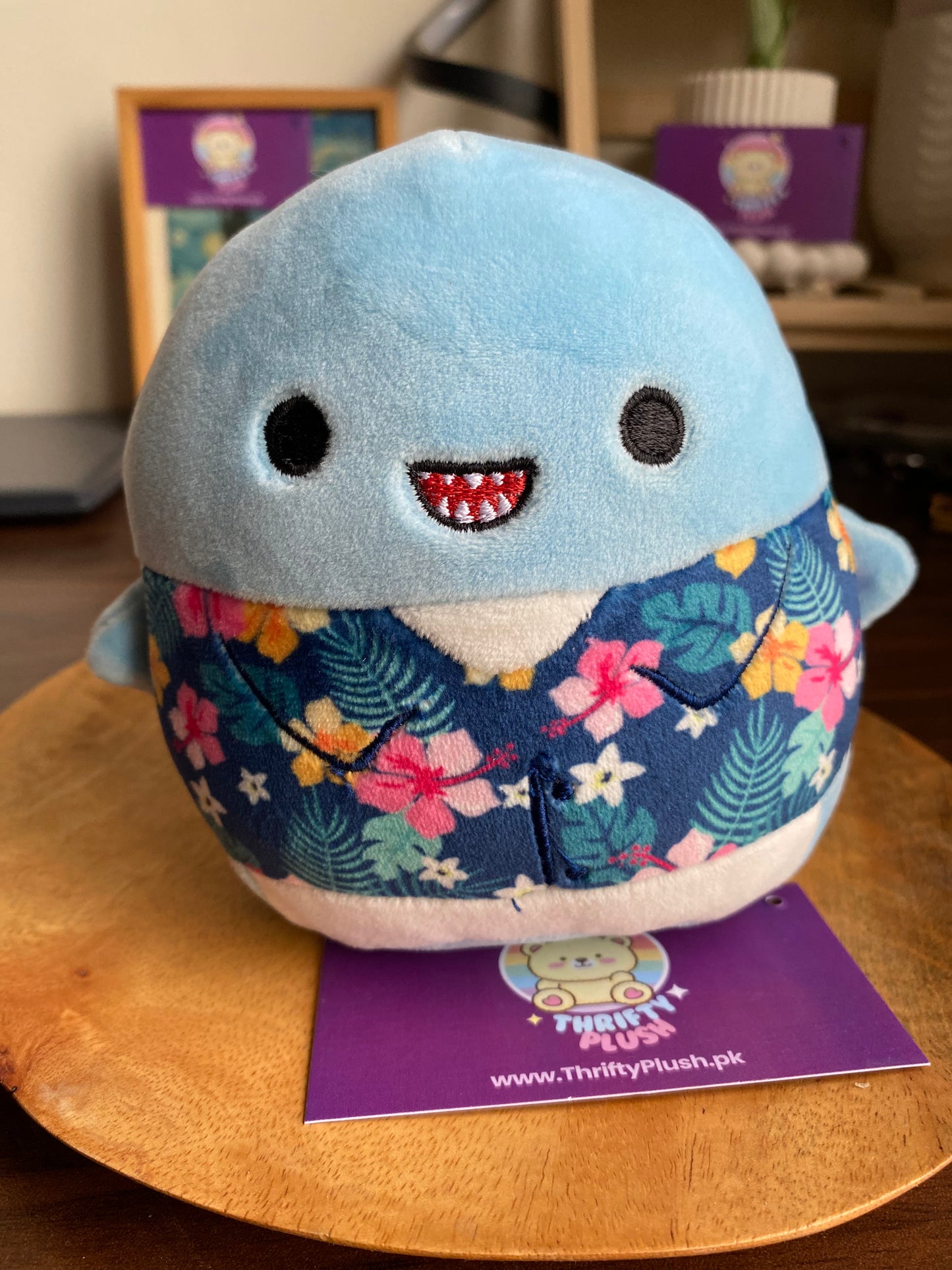 Squishmallows 5” Rey Shark Blue New Kellytoy Plush Hawaiian Shirt | Baby Shark Dodo