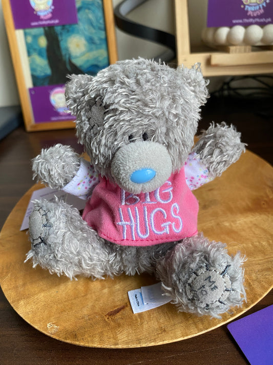 Me to You Tatty Teddy plush wearing pink Big Hugs shirt – grey blue nose bear collectible