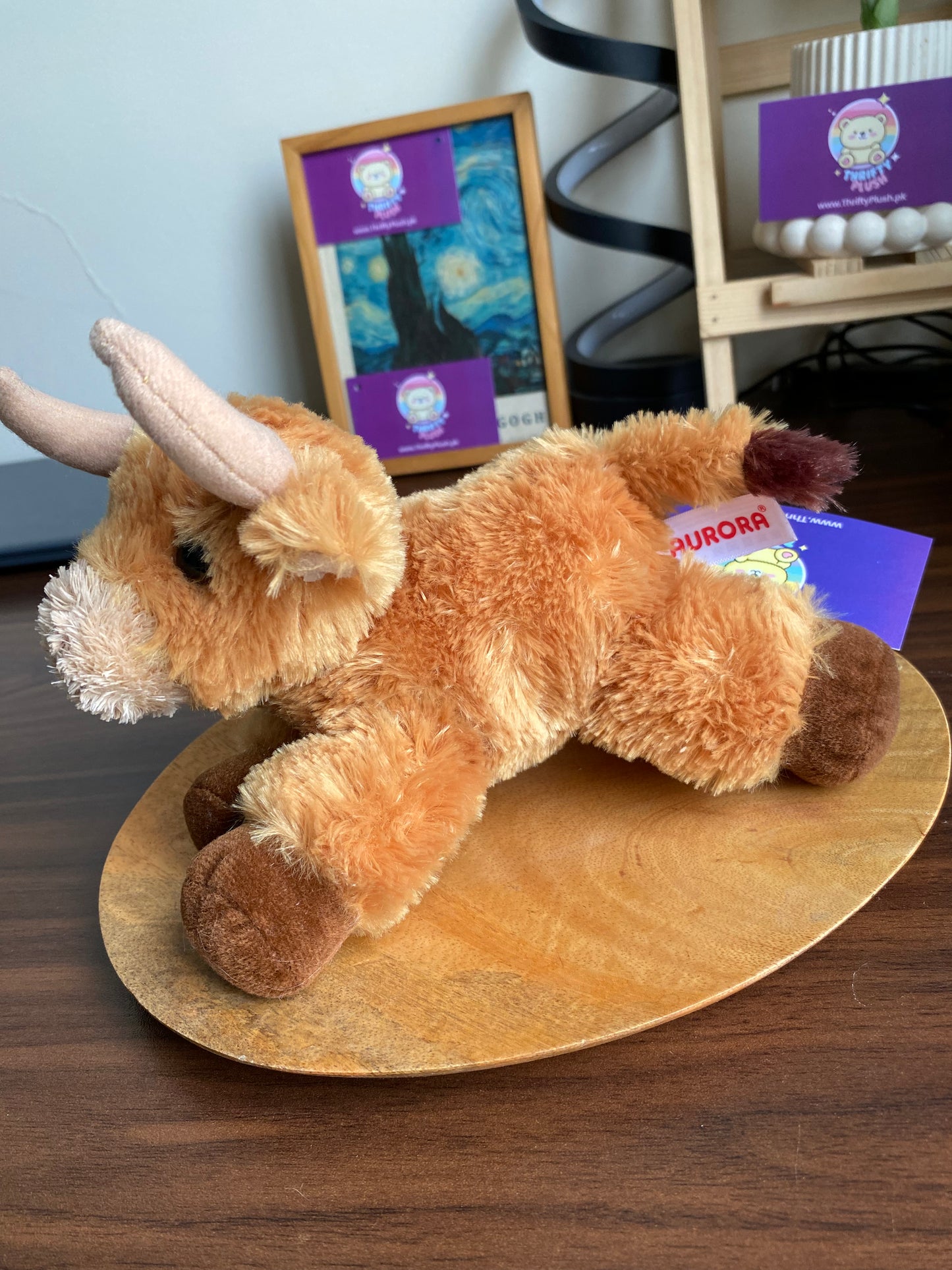 Aurora Brown Steer (Longhorn) Plush Flopsie – Realistic Steer, 7″ Floppy Bean-Filled