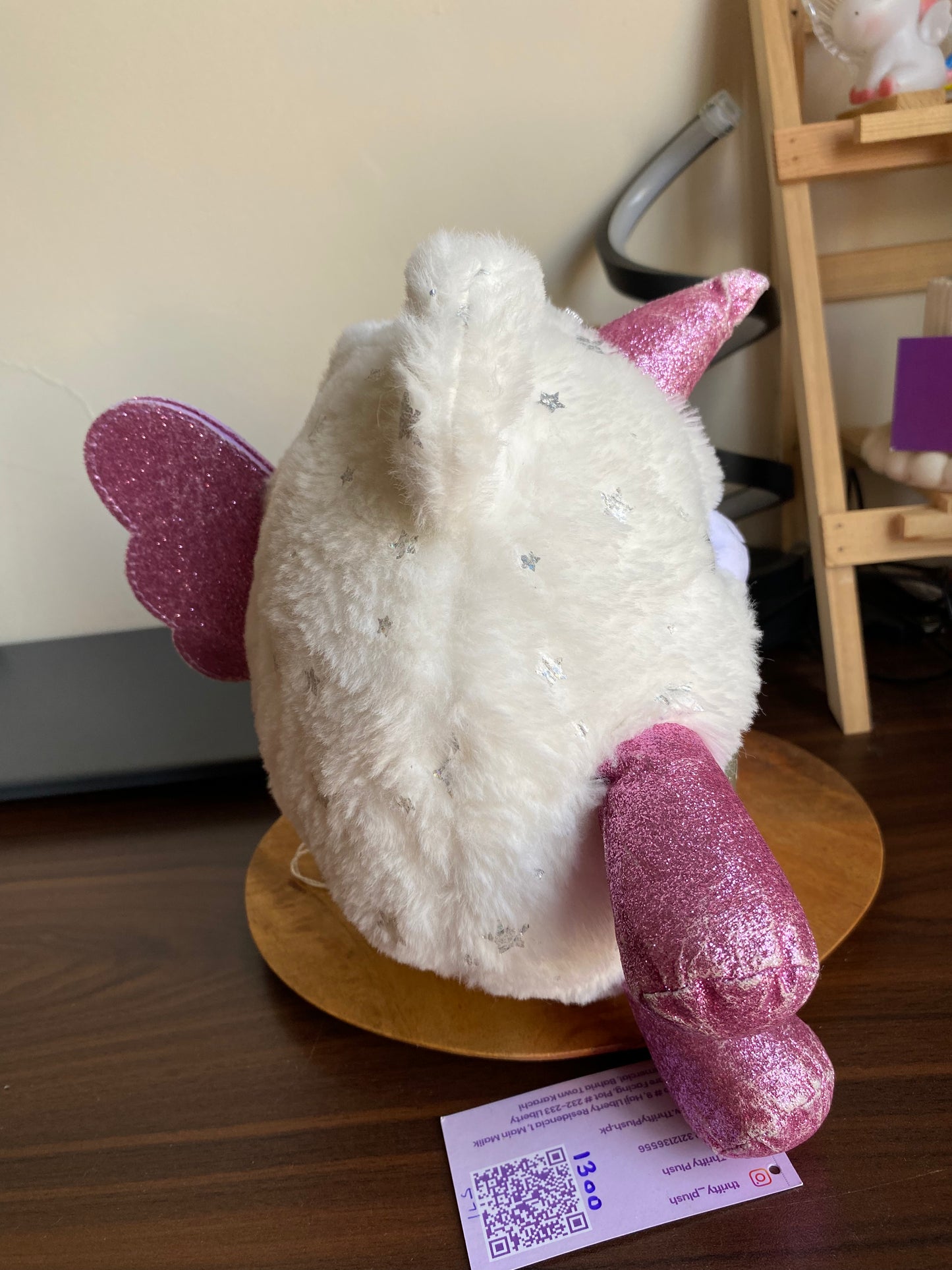 Sparkle Unicorn Bear Plush – Soft White & Pink Fantasy Plush Toy with Shimmer Horn & Glitter Paws