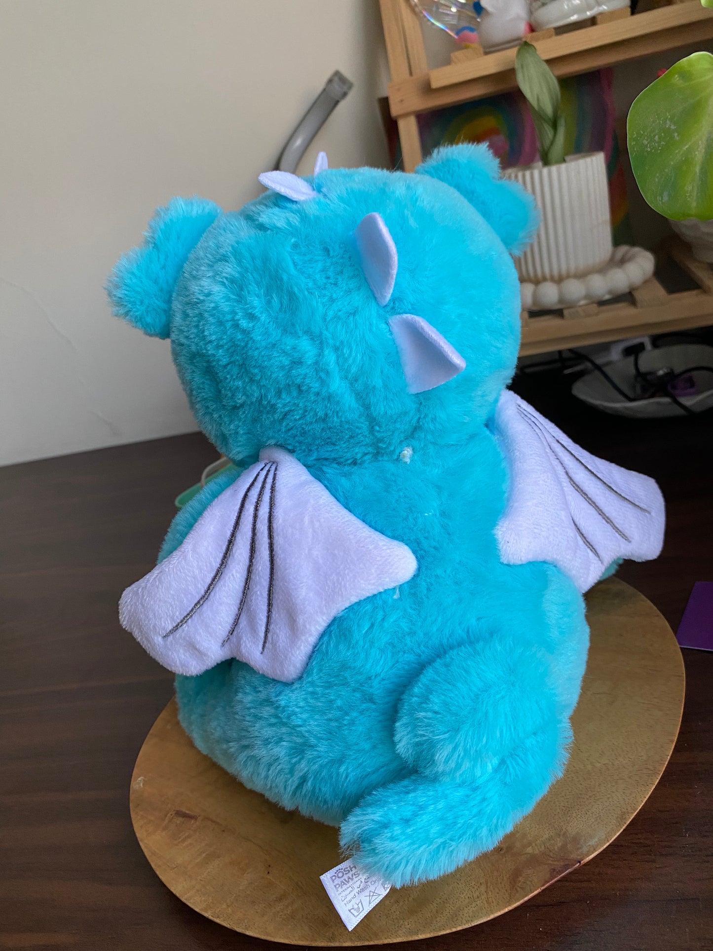 Carry Toys Blue Dragon Plush – Soft & Fluffy Turquoise Dragon for Kids