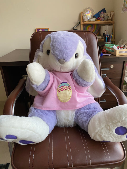 Large soft rabbit plush with pastel purple fur – perfect Eid gift toy