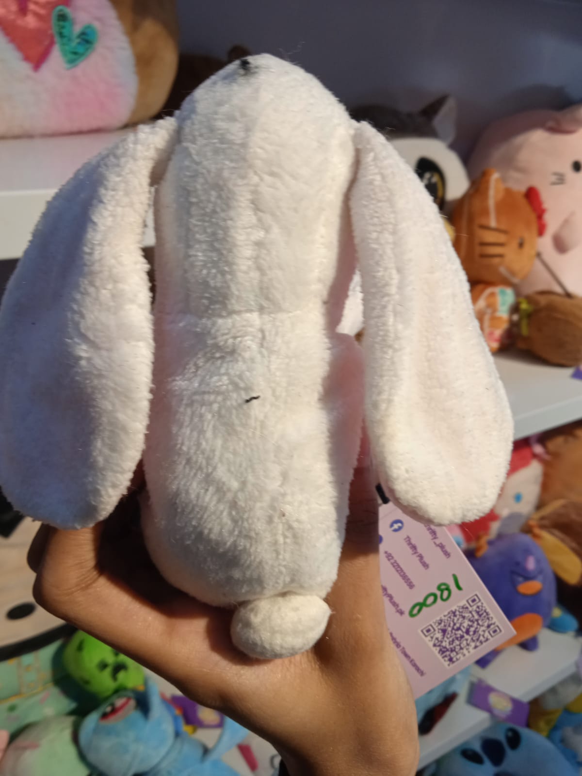 White Stuffed Bunny Animal with Carrot Plush Toy