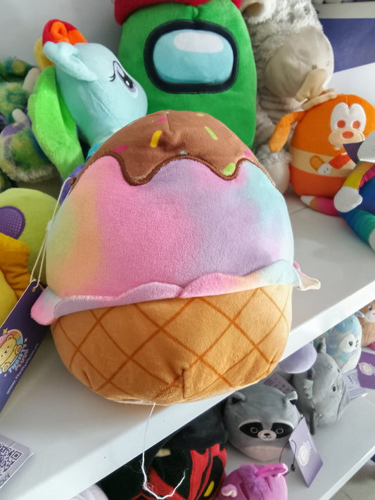 Squishmallows Glady the Ice Cream plush toy featuring a colorful tie-dye design.