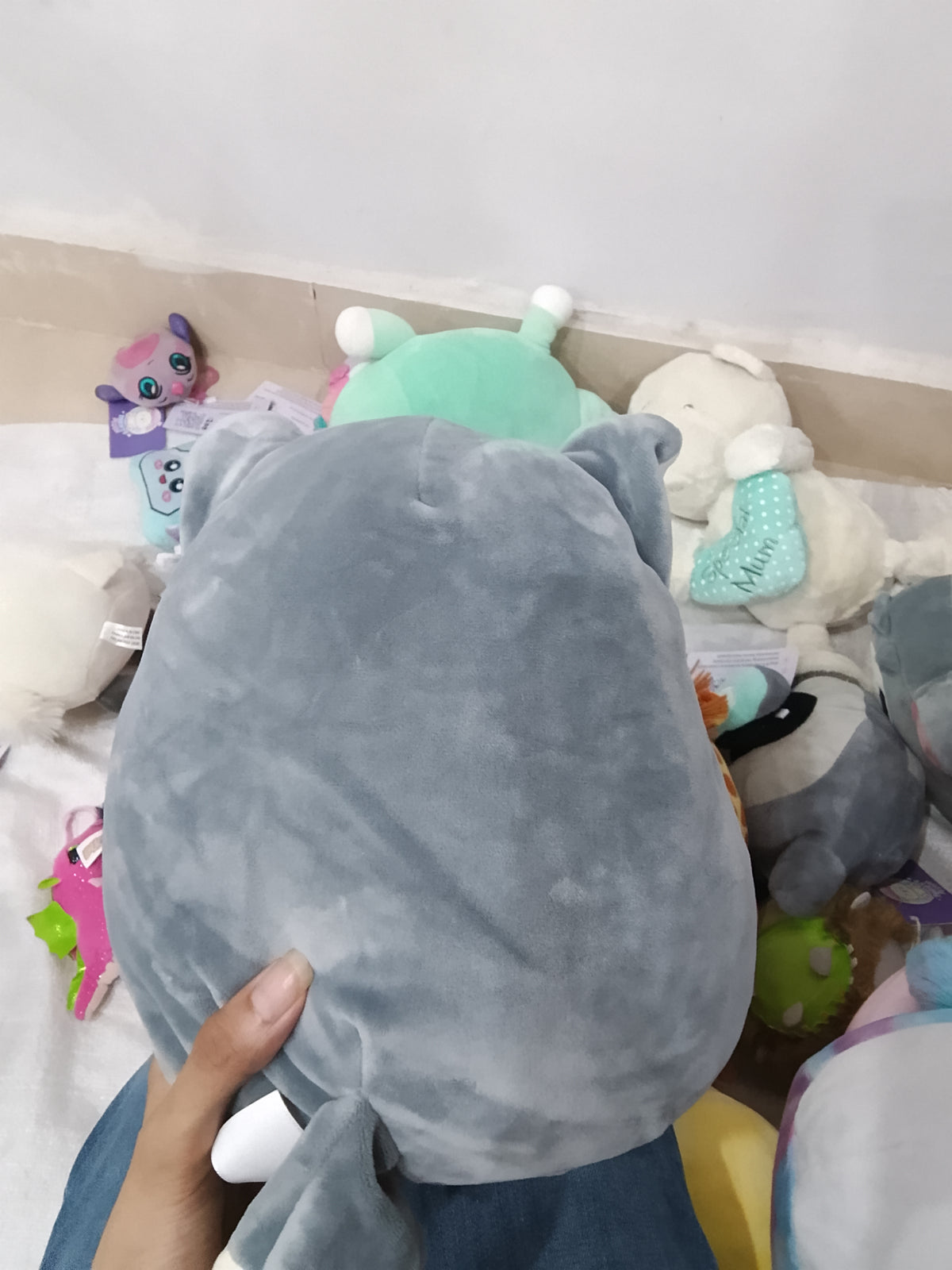 Squishmallows Ryan the Husky plush toy featuring blue glasses.