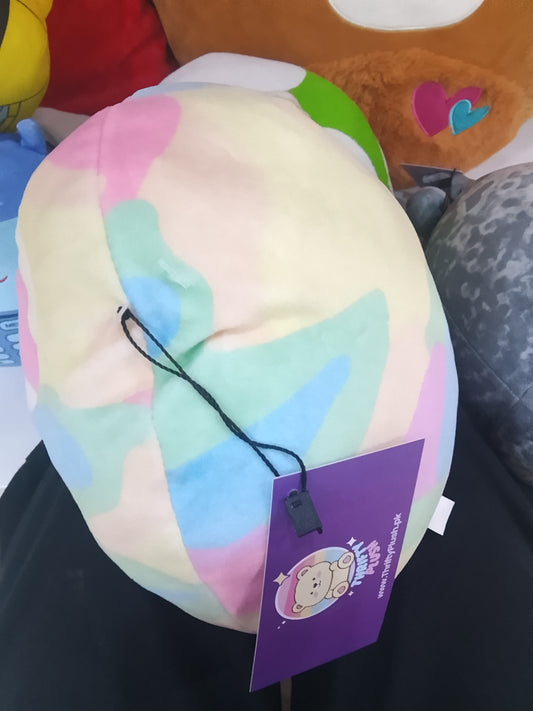 Ty Cooper Sloth Squish-A-Boo plush cushion pastel tie-dye pattern and sparkly purple eyes.