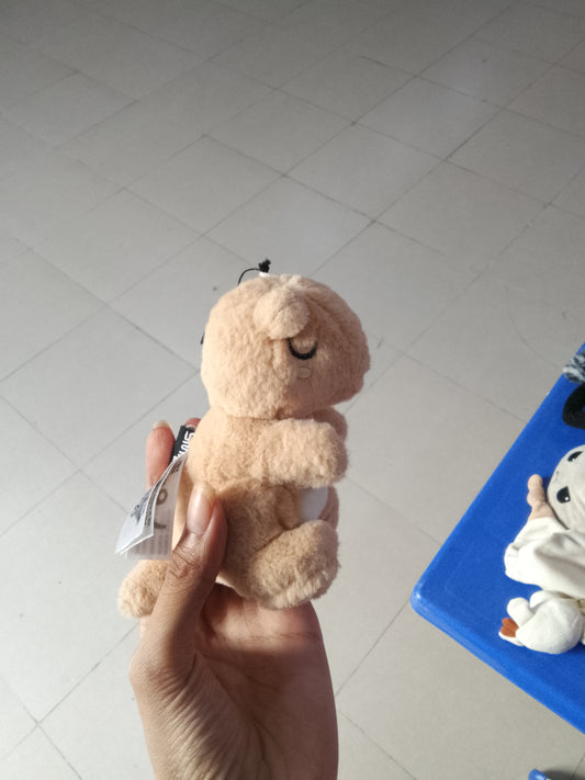 light brown plush bear keyring