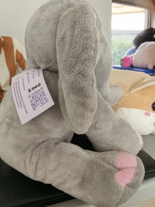 Gray elephant plush toy by Teddy Mountain or Beary Fun Friends.