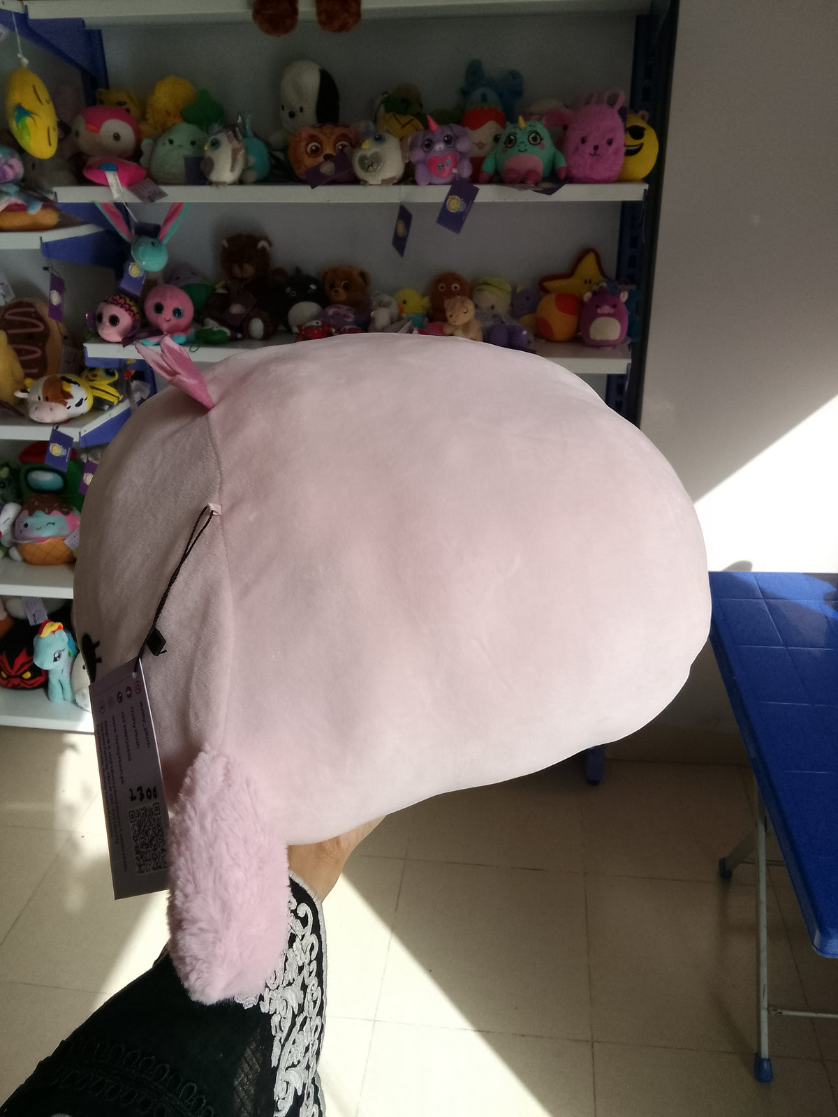 Squishmallows Suneetha the Pink Swan Stackable plush toy.