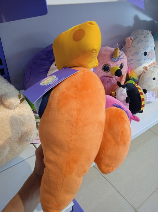 Among Us Orange Crewmate with Cheese Hat Plush Toy.