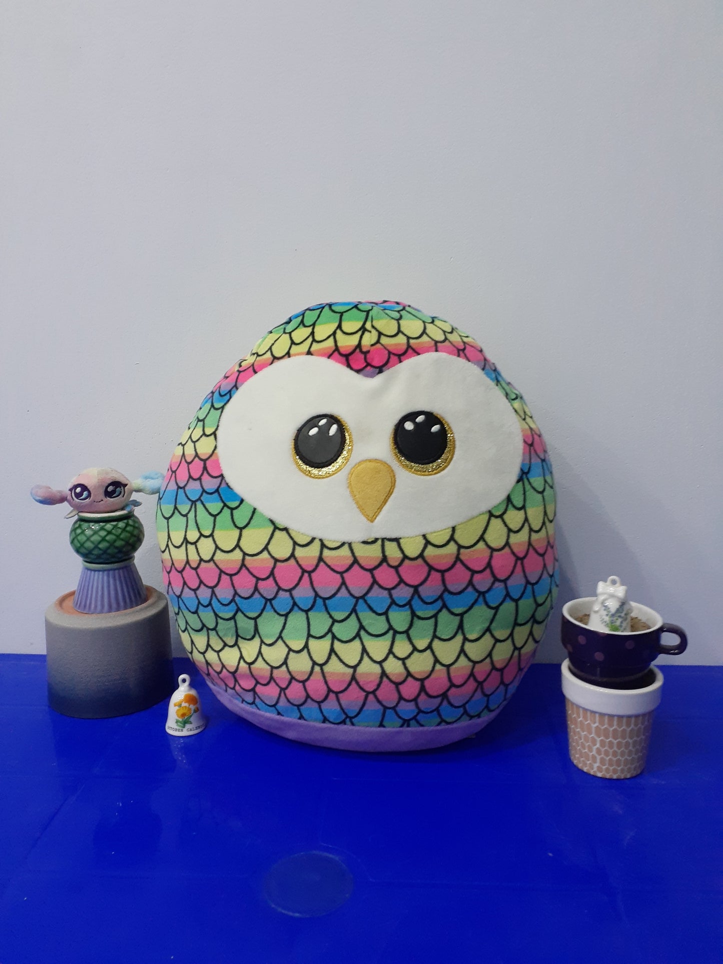 TY Squish a Boo Soft Pillow Plush Owen the Rainbow Owl Cloud Pillow 12”