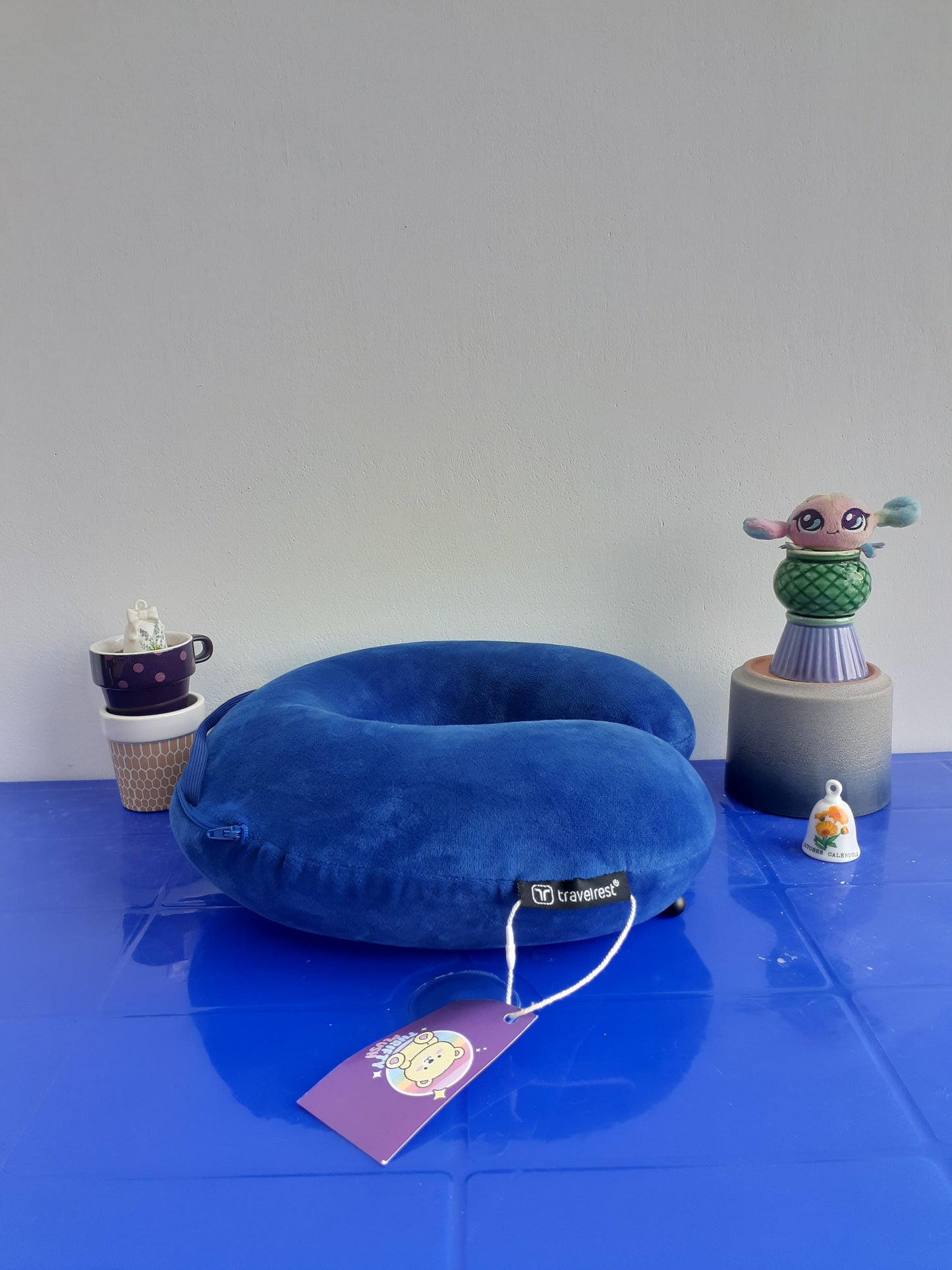 Conair Travel Smart Fleece Poly-Filled Neck Rest In Soft Navy.