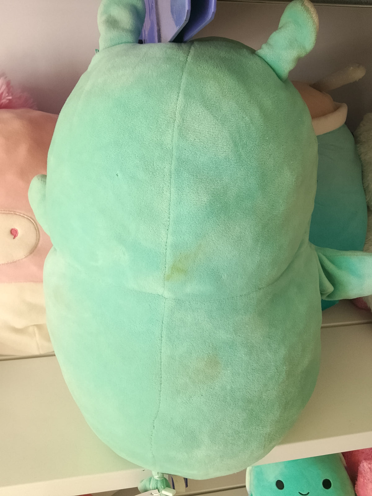 Squishmallow Hug Mees "Pierre" Alpaca plush in mint green.