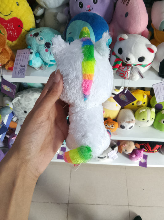 Ty Beanie Boos Pixy White Unicorn plush toy featuring sparkly rainbow glitter eyes and a rainbow horn.