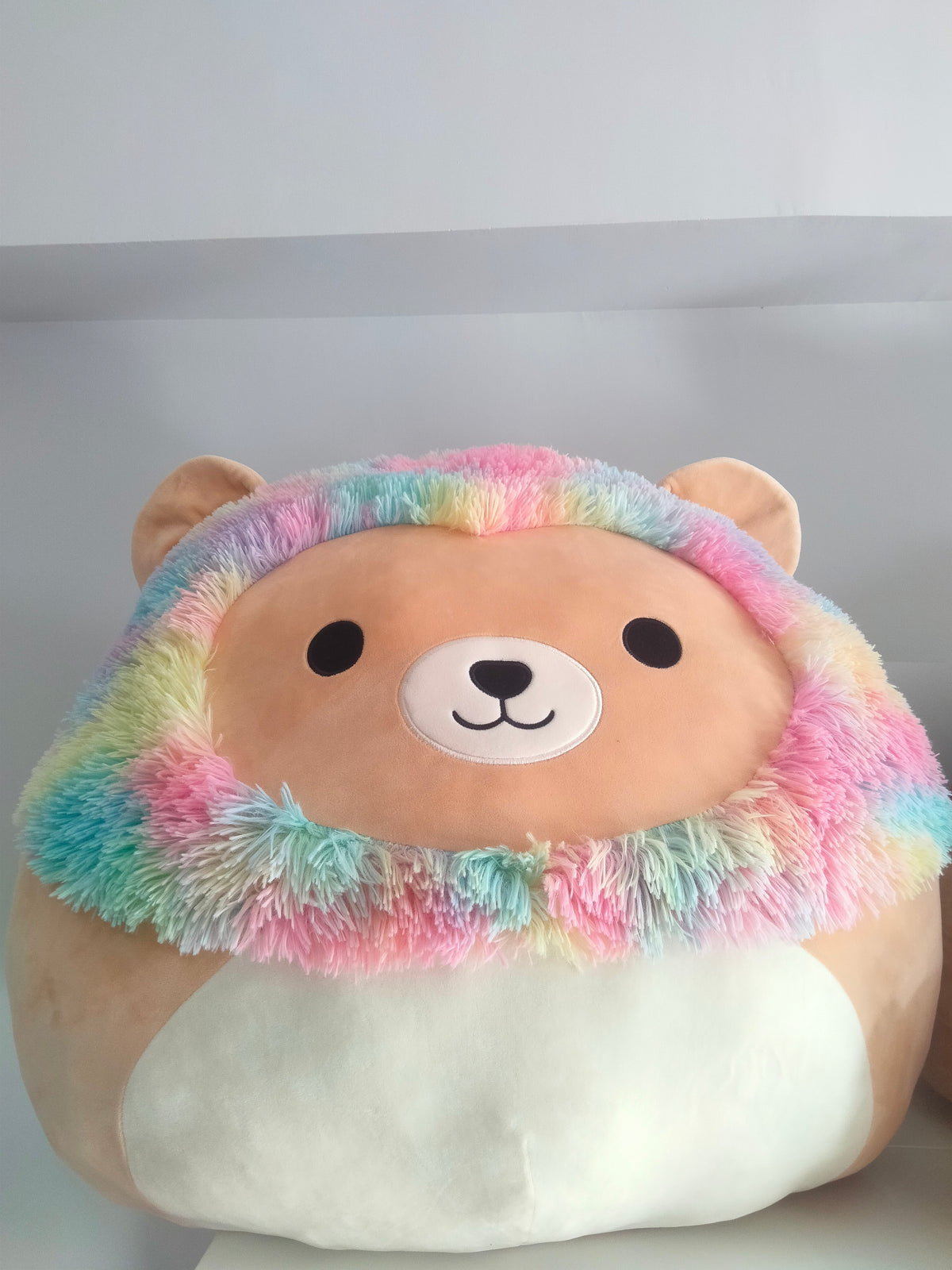 Leonard the Rainbow Lion Squishmallow plush toy.