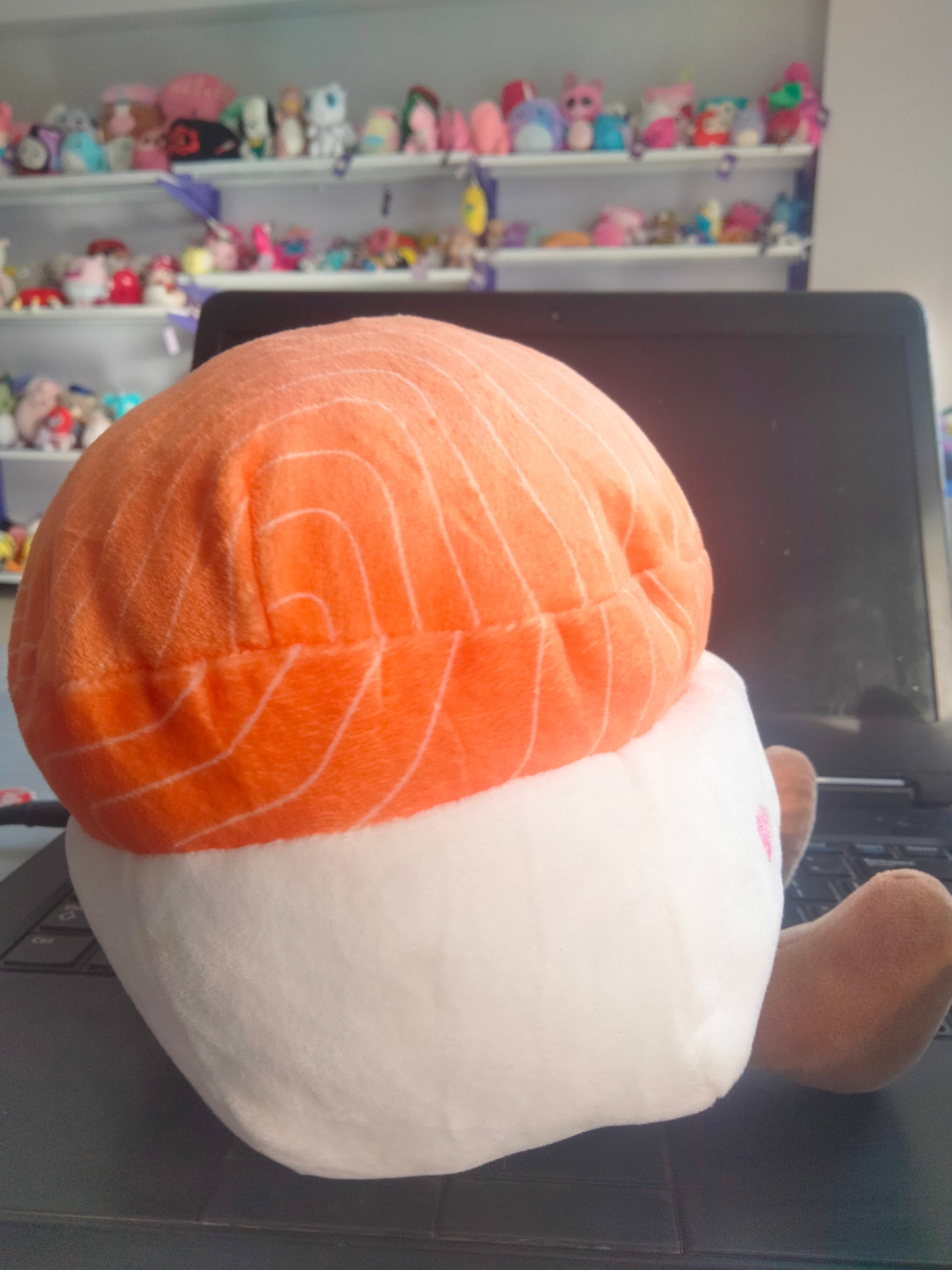 Plush stuffed Toy Designed To Look Like Salmon Sushi (nigiri).
