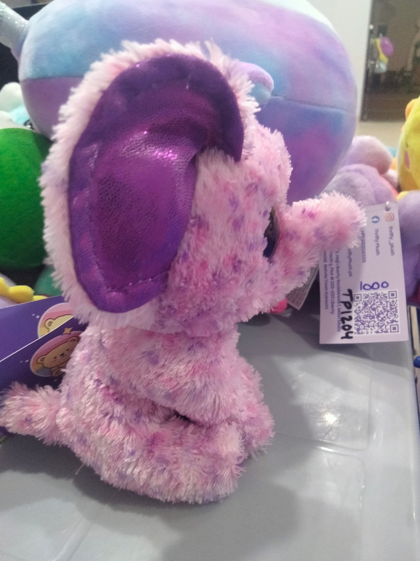Ty Beanie Boos Eva pink elephant plush toy.