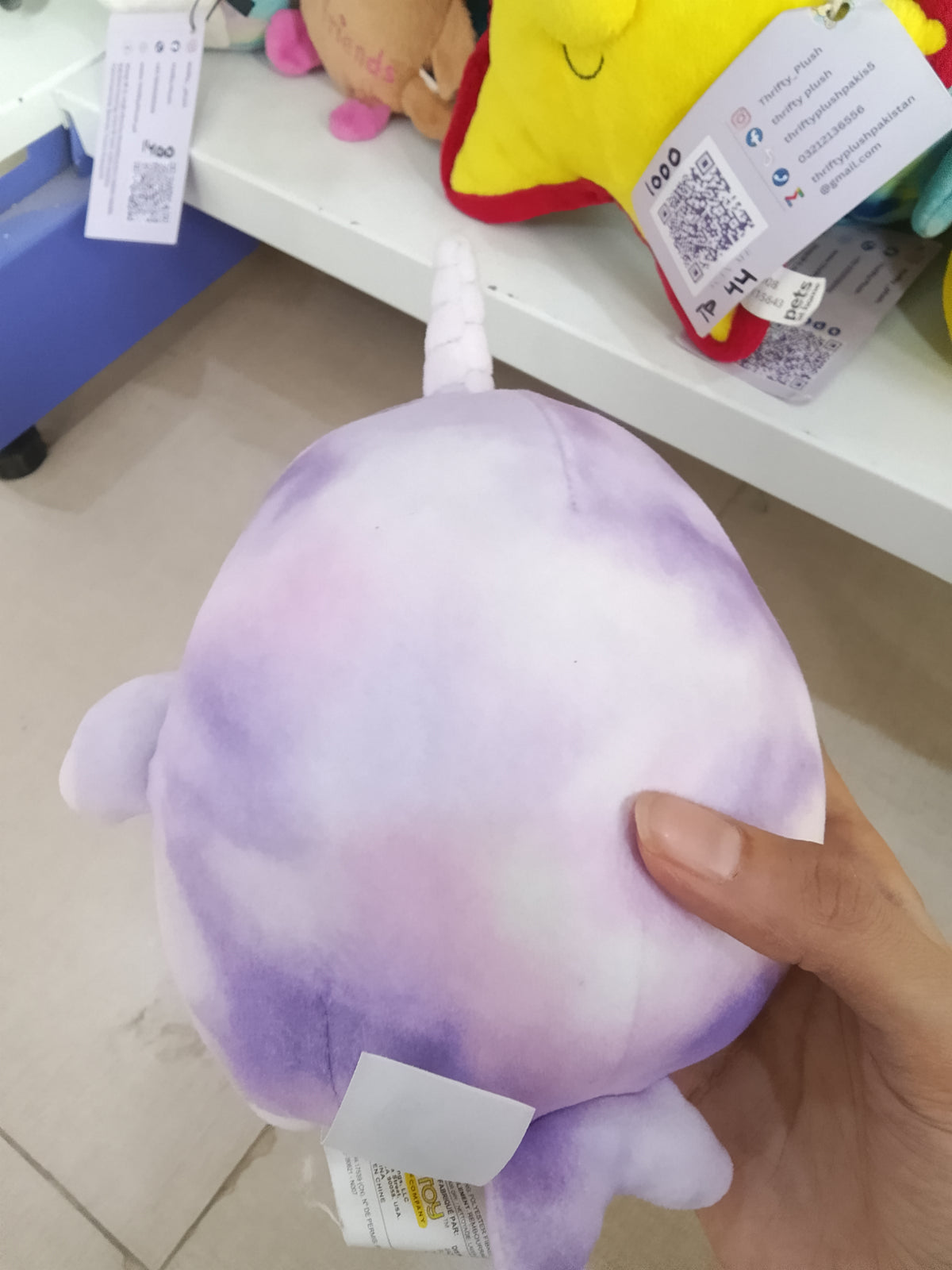 Squishmallows Nabila the Narwhal plush toy.