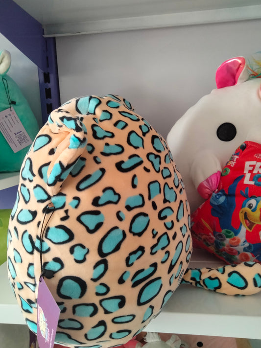 Squishmallows plush toy featuring the character Liv the Teal Leopard.