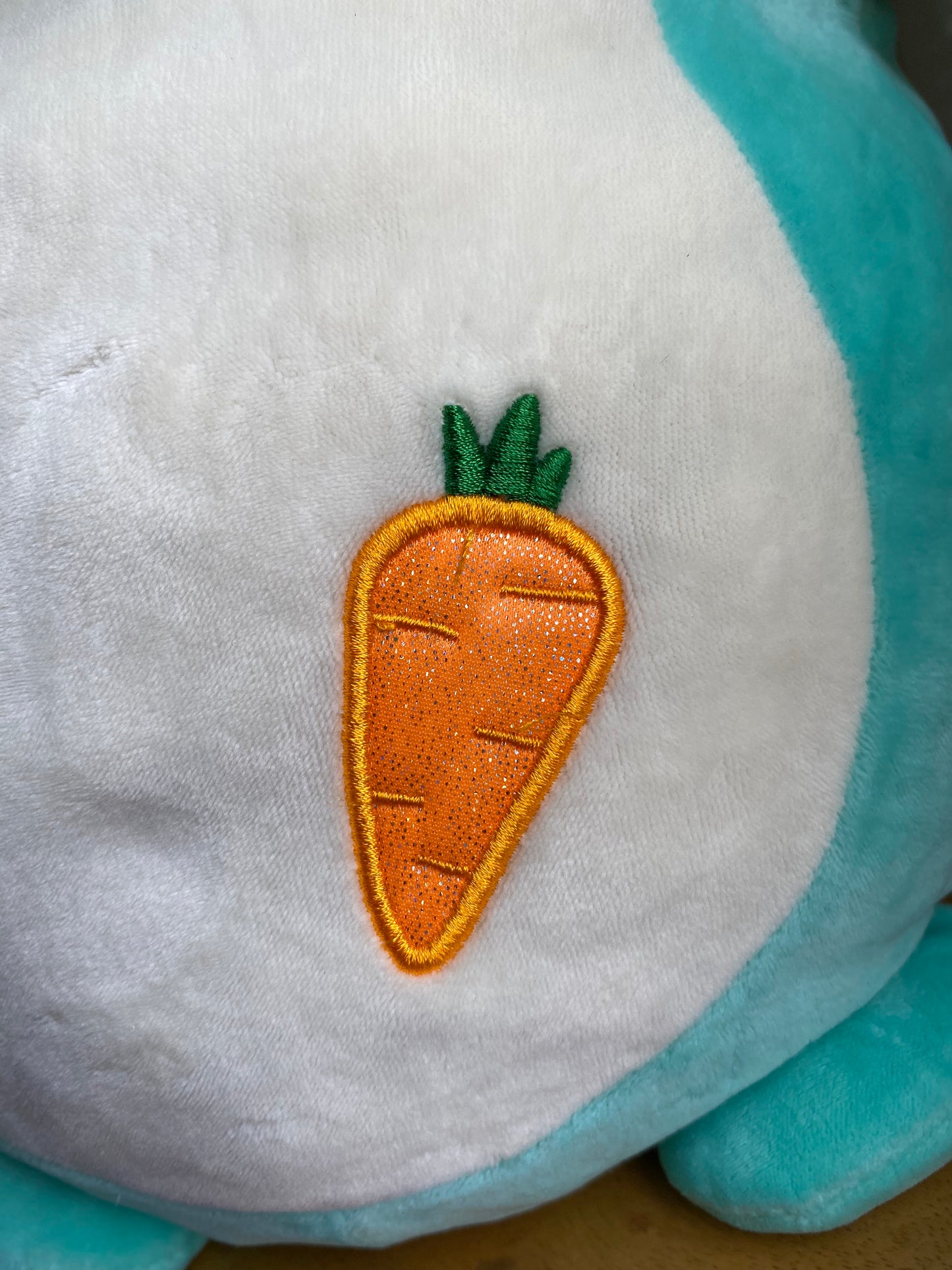 Squishmallows Hug Mees "Pierre" the Alpaca Plush Bunny Rabbit Plush Green Mint Aqua Carrot Pillow 18” Kellytoy