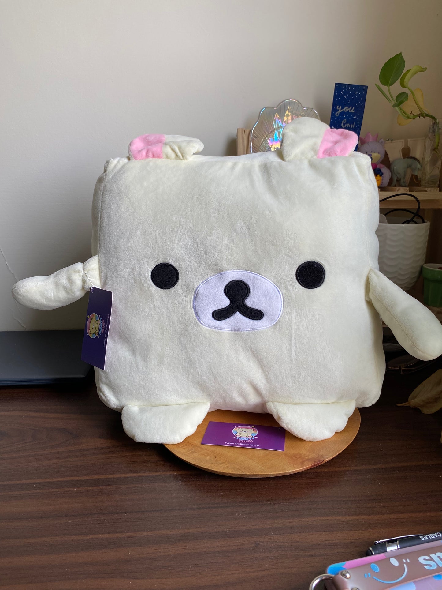 Korilakkuma Sanrio Face Mochi Marshmallow Feel Square Cushion