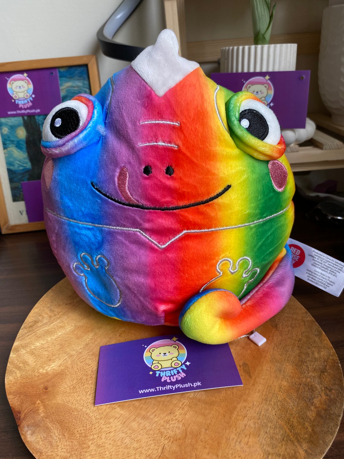 Multicolour Rainbow Stripy Chameleon Lizard Squishy Soft Plush Toy 9”