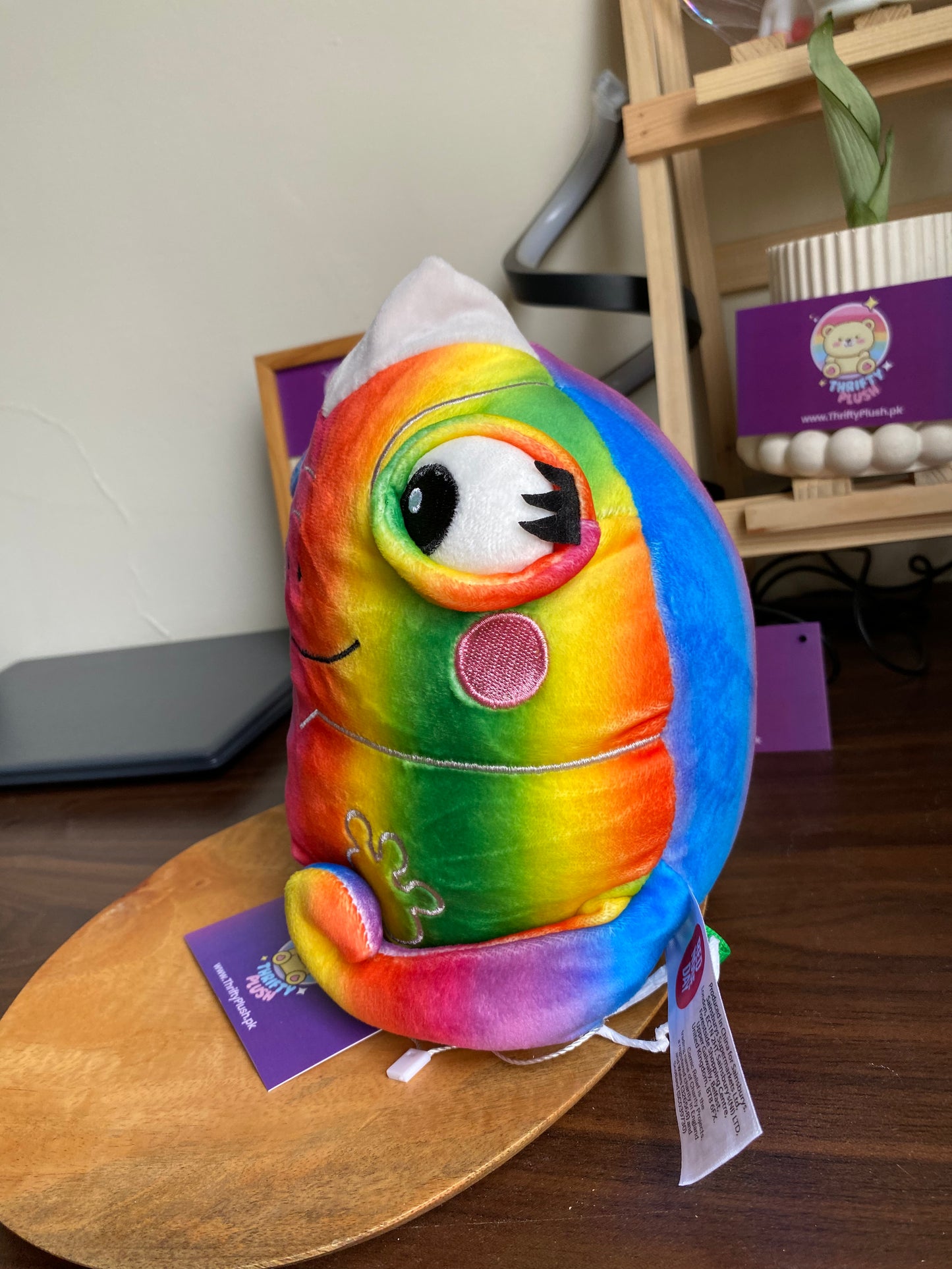 Multicolour Rainbow Stripy Chameleon Lizard Squishy Soft Plush Toy 9”