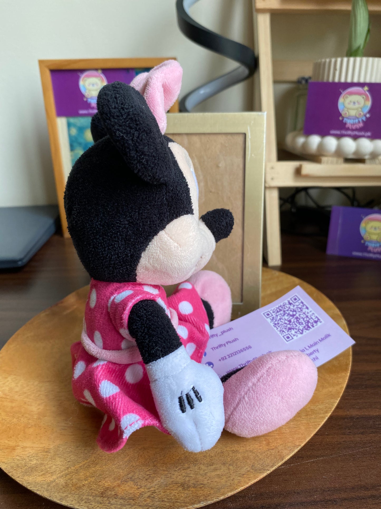 Classic Disney Minnie Mouse Pink Polka Dots Dress Soft Plush Toy. Couple plush