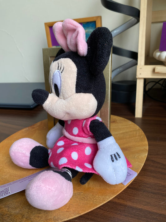 Classic Disney Minnie Mouse Pink Polka Dots Dress Soft Plush Toy. Couple plush