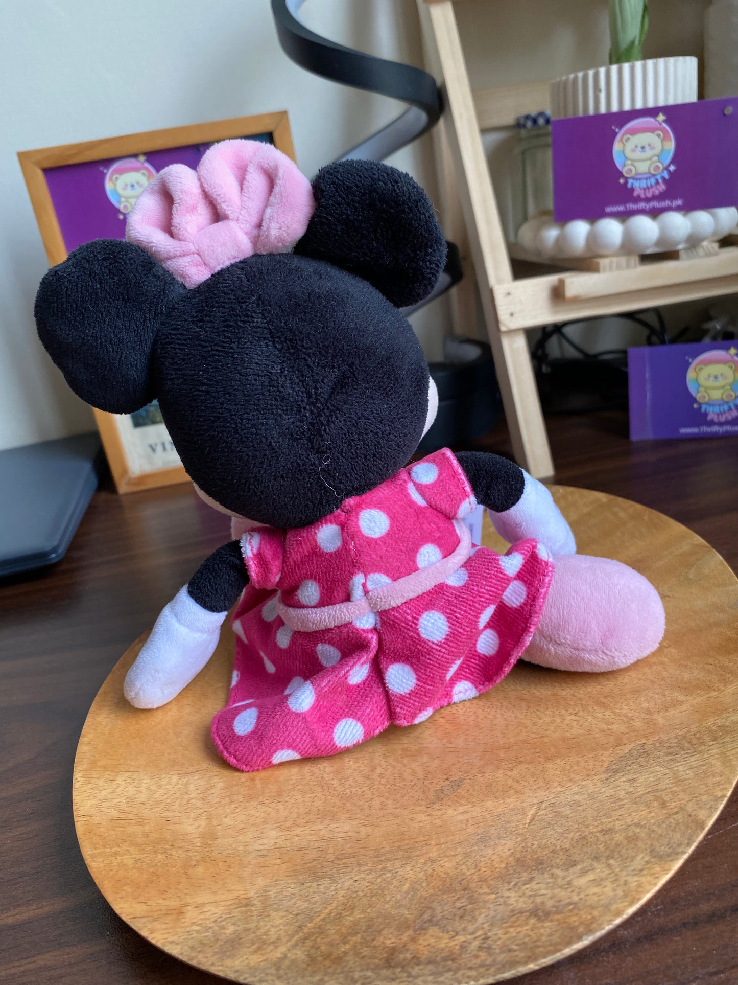 Classic Disney Minnie Mouse Pink Polka Dots Dress Soft Plush Toy. Couple plush