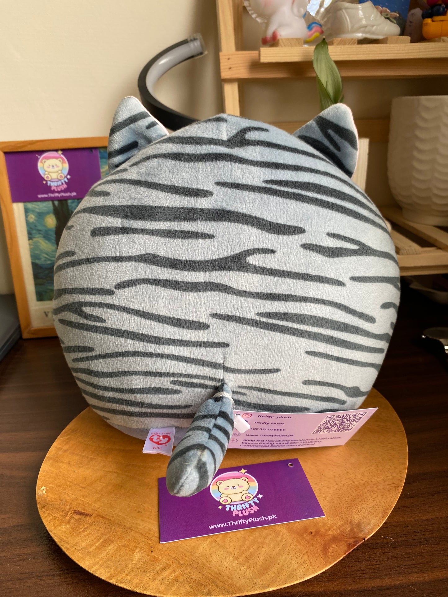 9” TY Beanie Boos Kiki Grey Tabby Cat Plush – Soft Striped Kitten Stuffed Animal