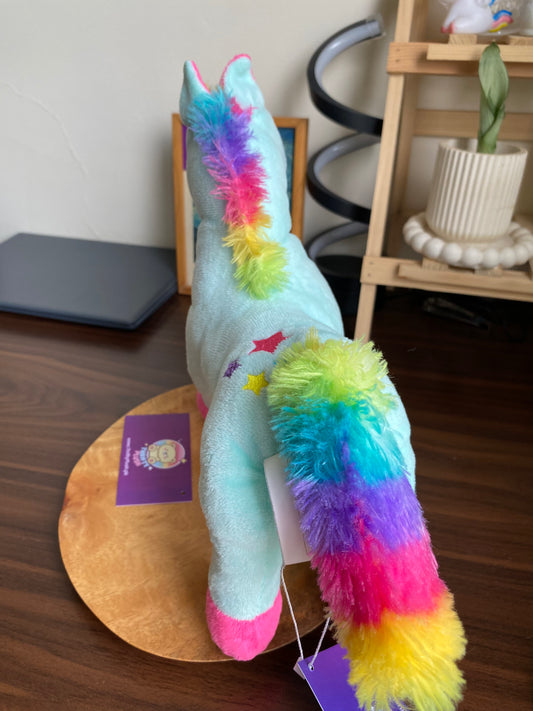 Rainbow Unicorn Plush Stuffed Animal – Soft Pastel Mint Toy with Colorful Mane & Tail
