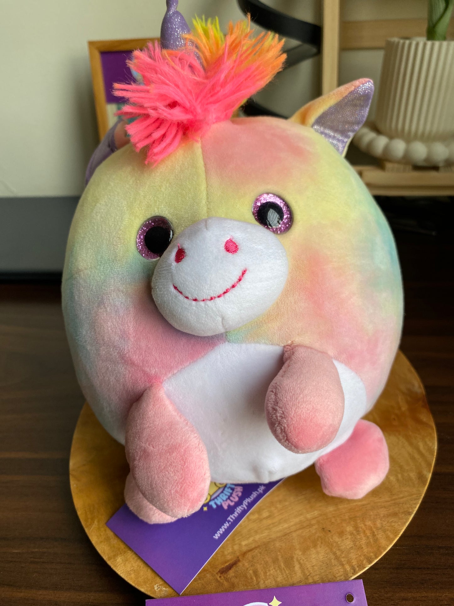 12-inch Smooshimals Happy Rainbow Unicorn plush toy – colorful tie-dye unicorn stuffed animal by Toy Factory