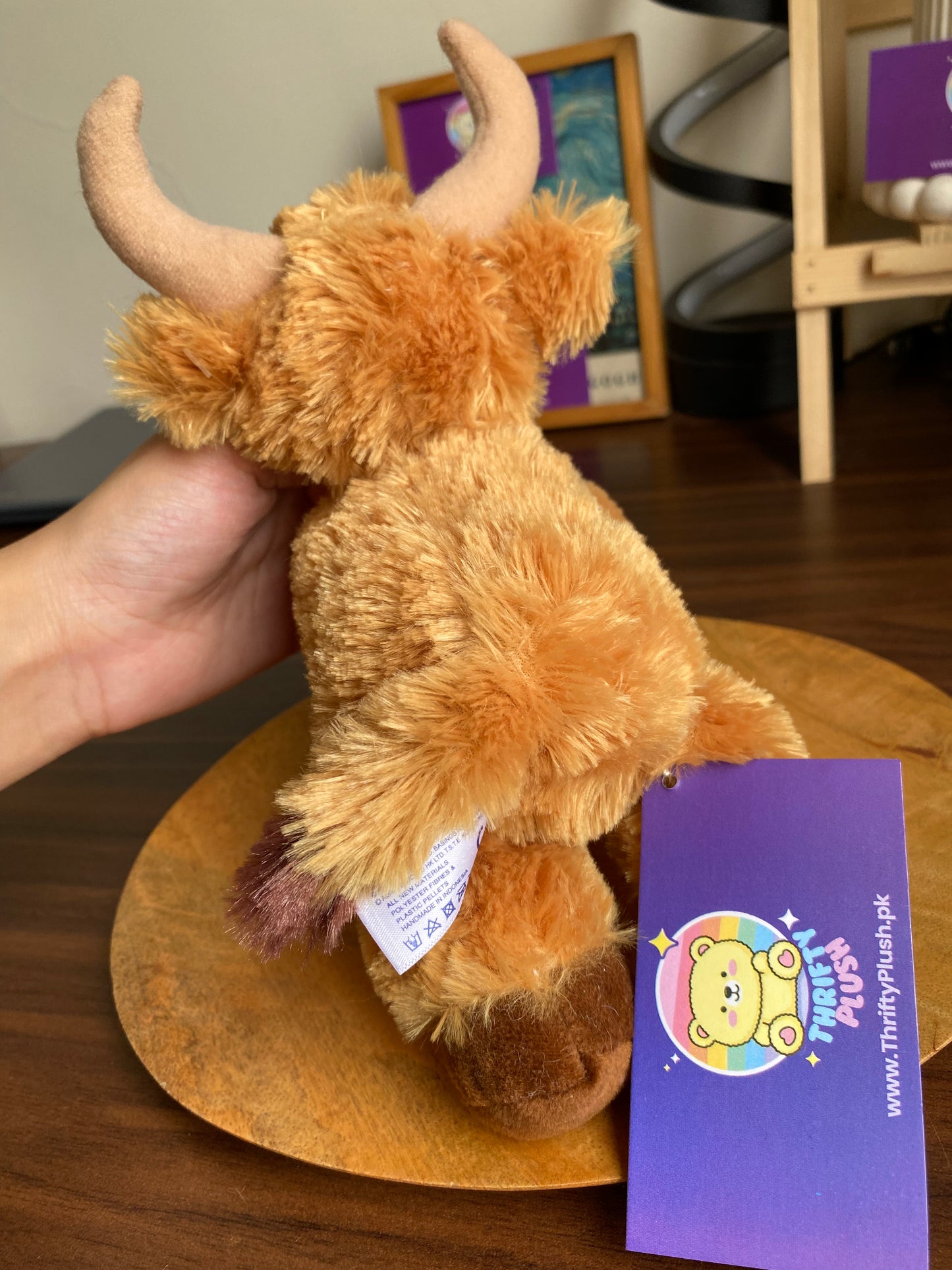 Aurora Brown Steer (Longhorn) Plush Flopsie – Realistic Steer, 7″ Floppy Bean-Filled