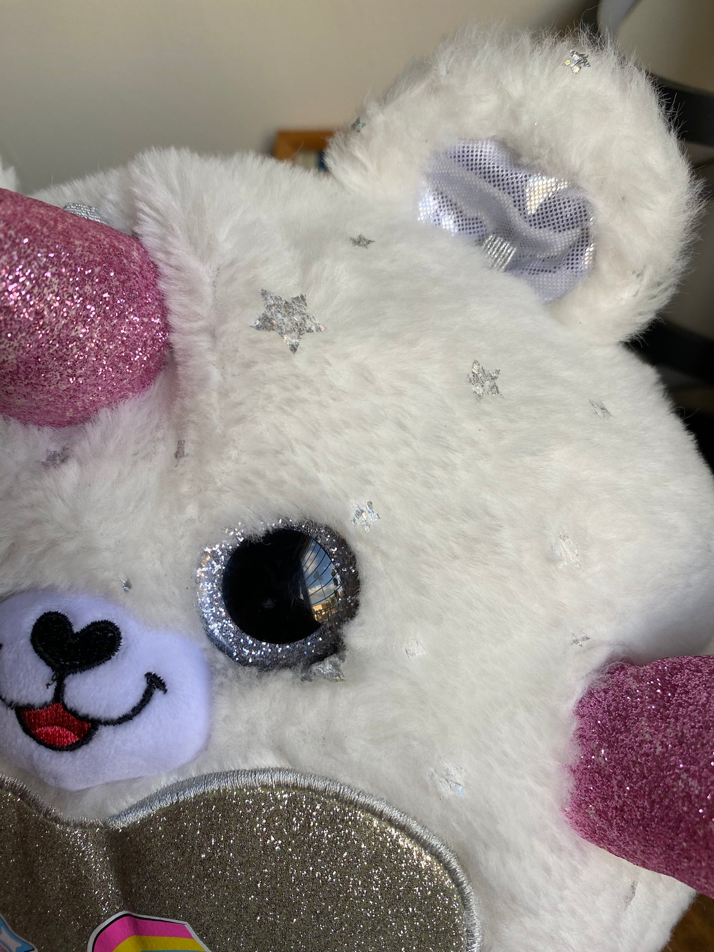Sparkle Unicorn Bear Plush – Soft White & Pink Fantasy Plush Toy with Shimmer Horn & Glitter Paws