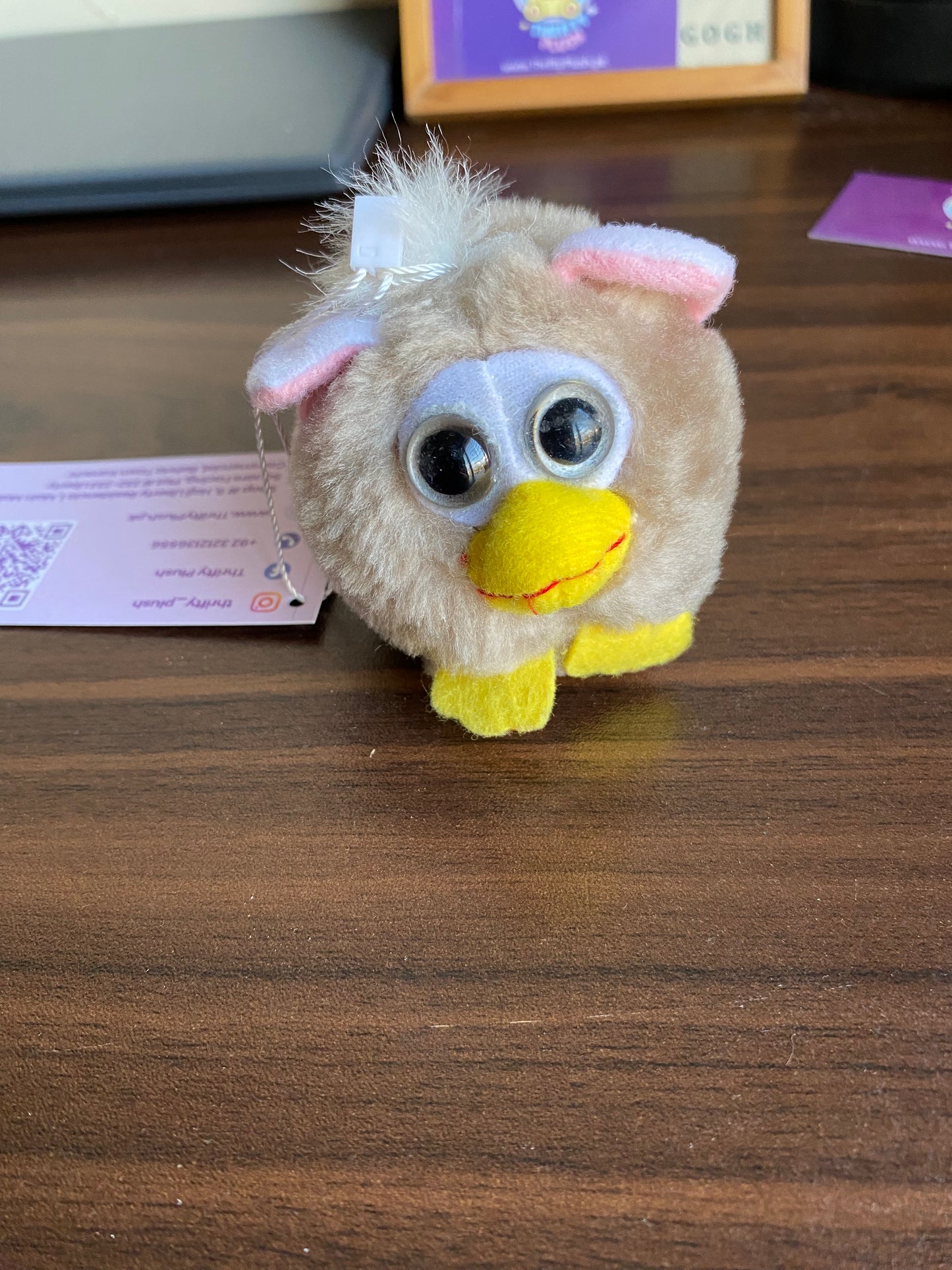 Pull-string vibrating plush toy with soft fur and