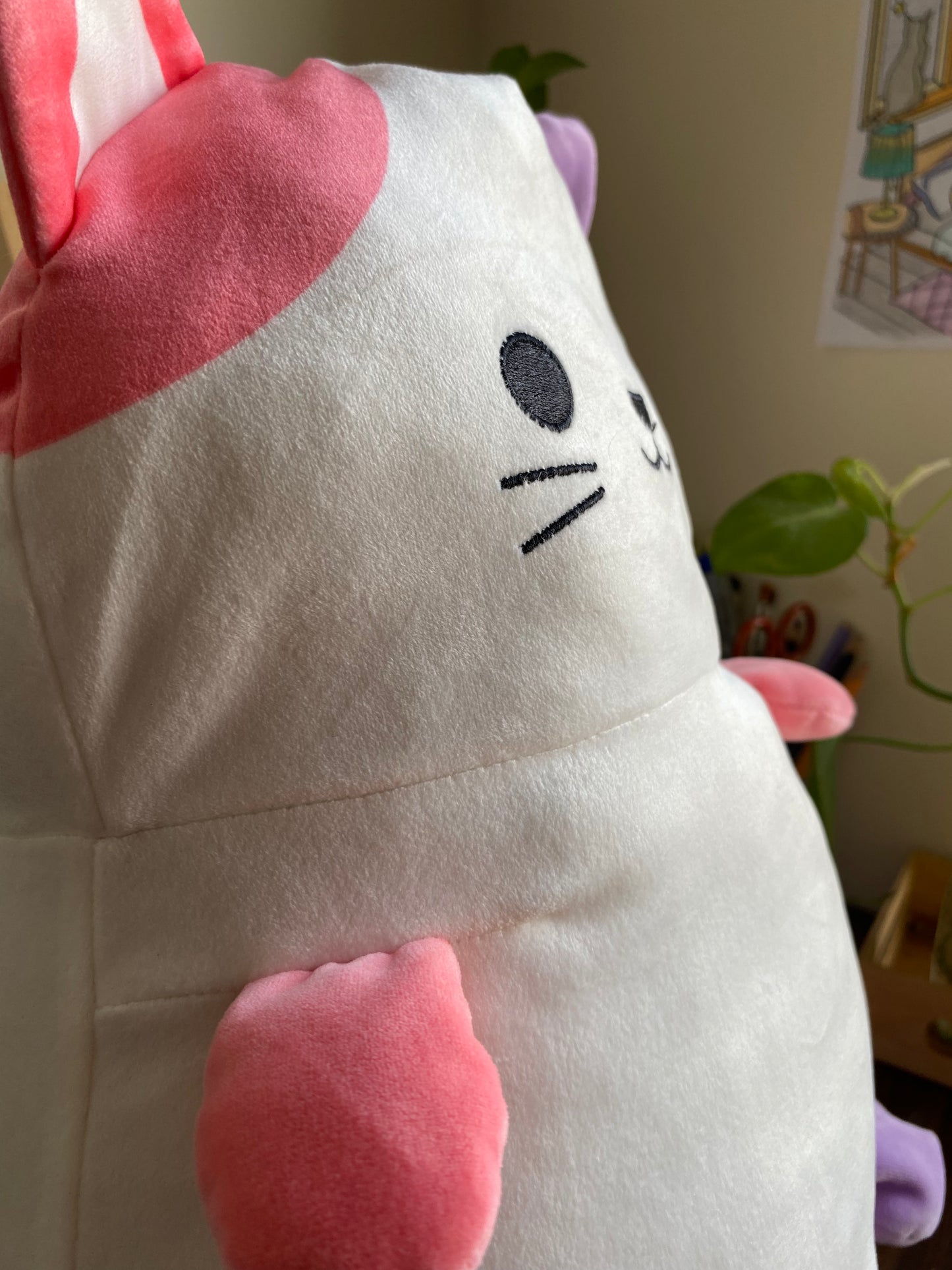 Kawaii Cat Plush – Large Pink & Purple Kitty Cuddle Toy