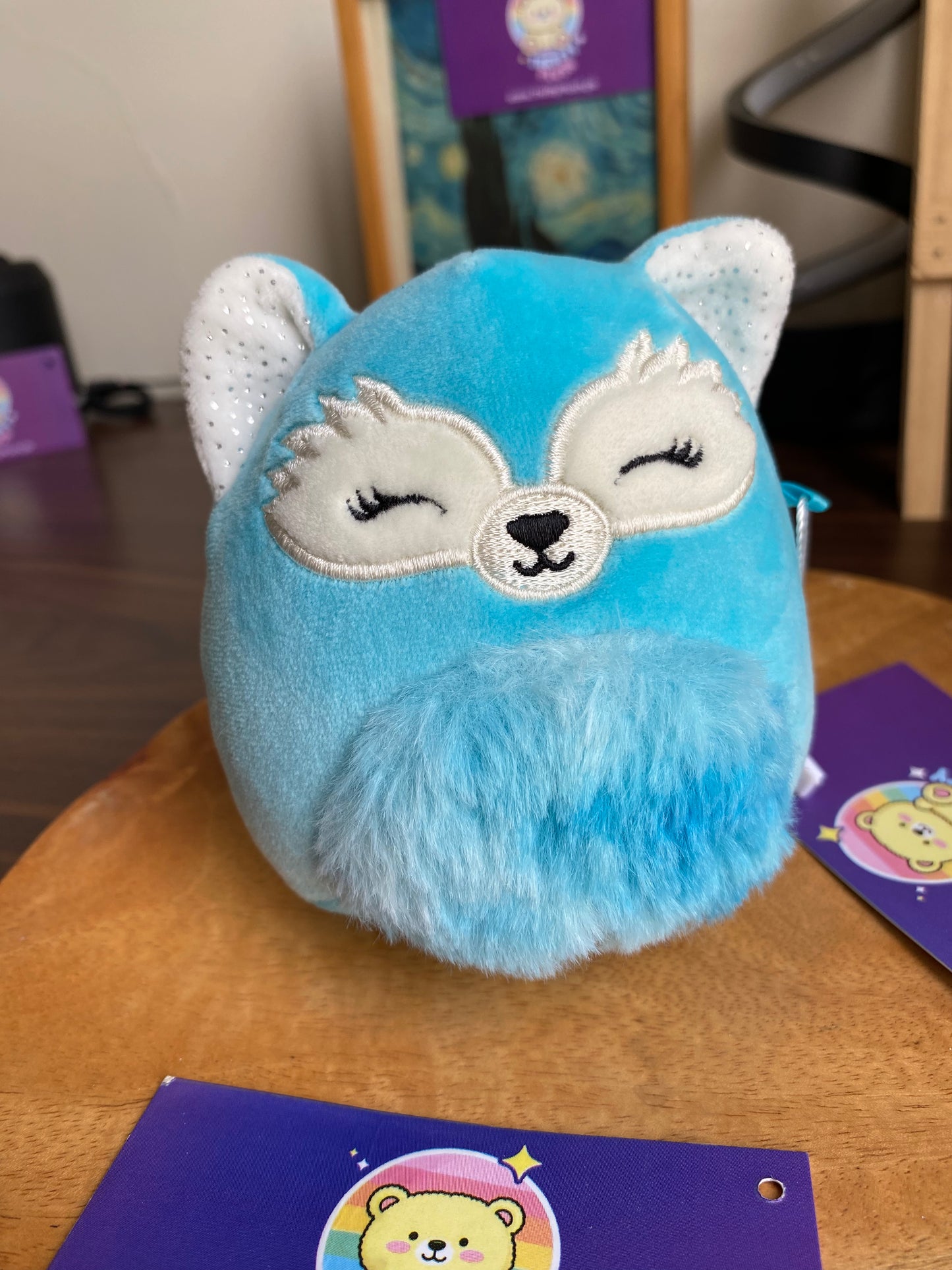 Kellytoy Fox Mini Squishmallow 3.5″ Clip-On – Soft Blue Foxy