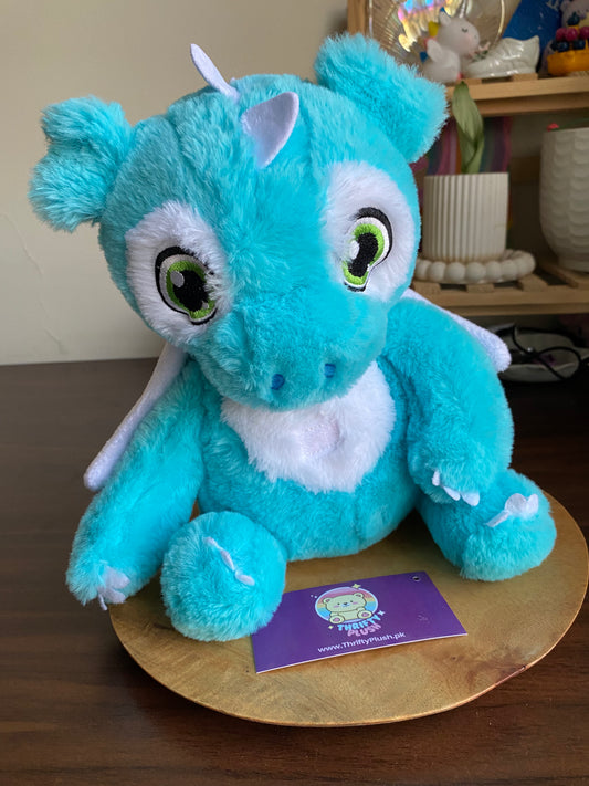 Carry Toys Blue Dragon Plush – Soft & Fluffy Turquoise Dragon for Kids