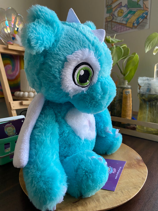 Carry Toys Blue Dragon Plush – Soft & Fluffy Turquoise Dragon for Kids