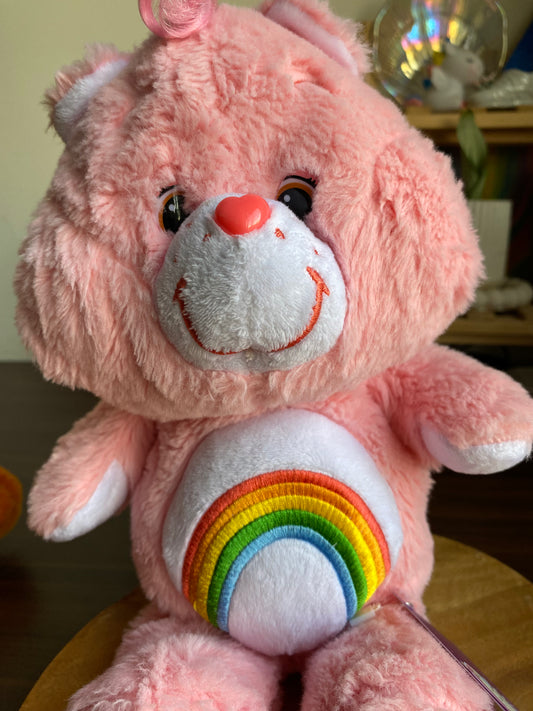 Care Bears Cheer Bear Plush – Soft Pink Rainbow Teddy Toy