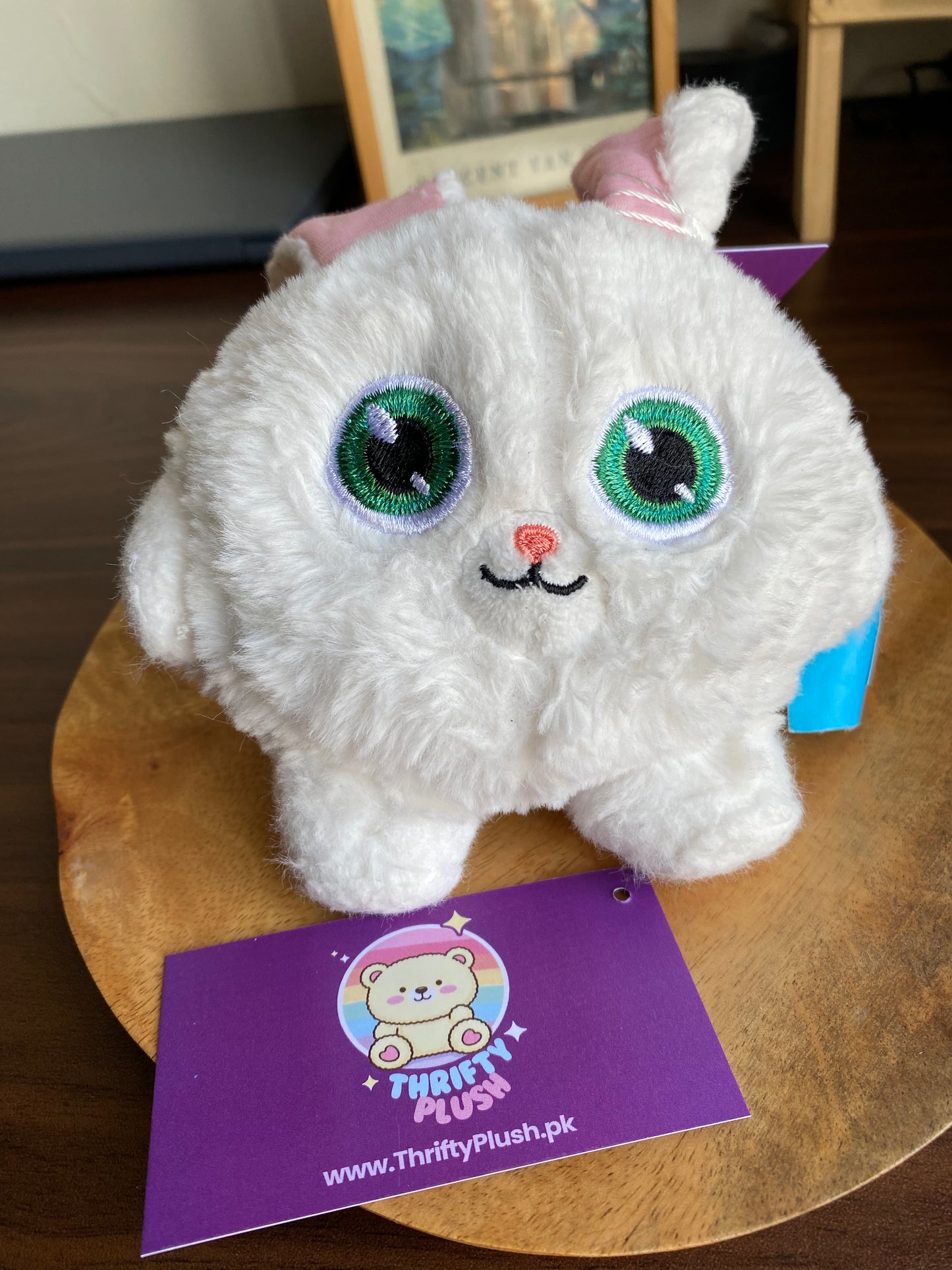 White Mini Cat Plush – Faux Fur Furry Kitty Toy | Cute Collectible – ThriftyPlush.pk