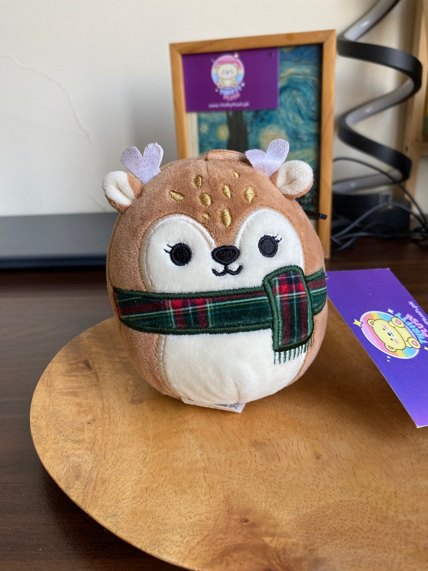 Dawn the Fawn Squishmallow 4” Super Soft Deer Plush with Tartan Scarf