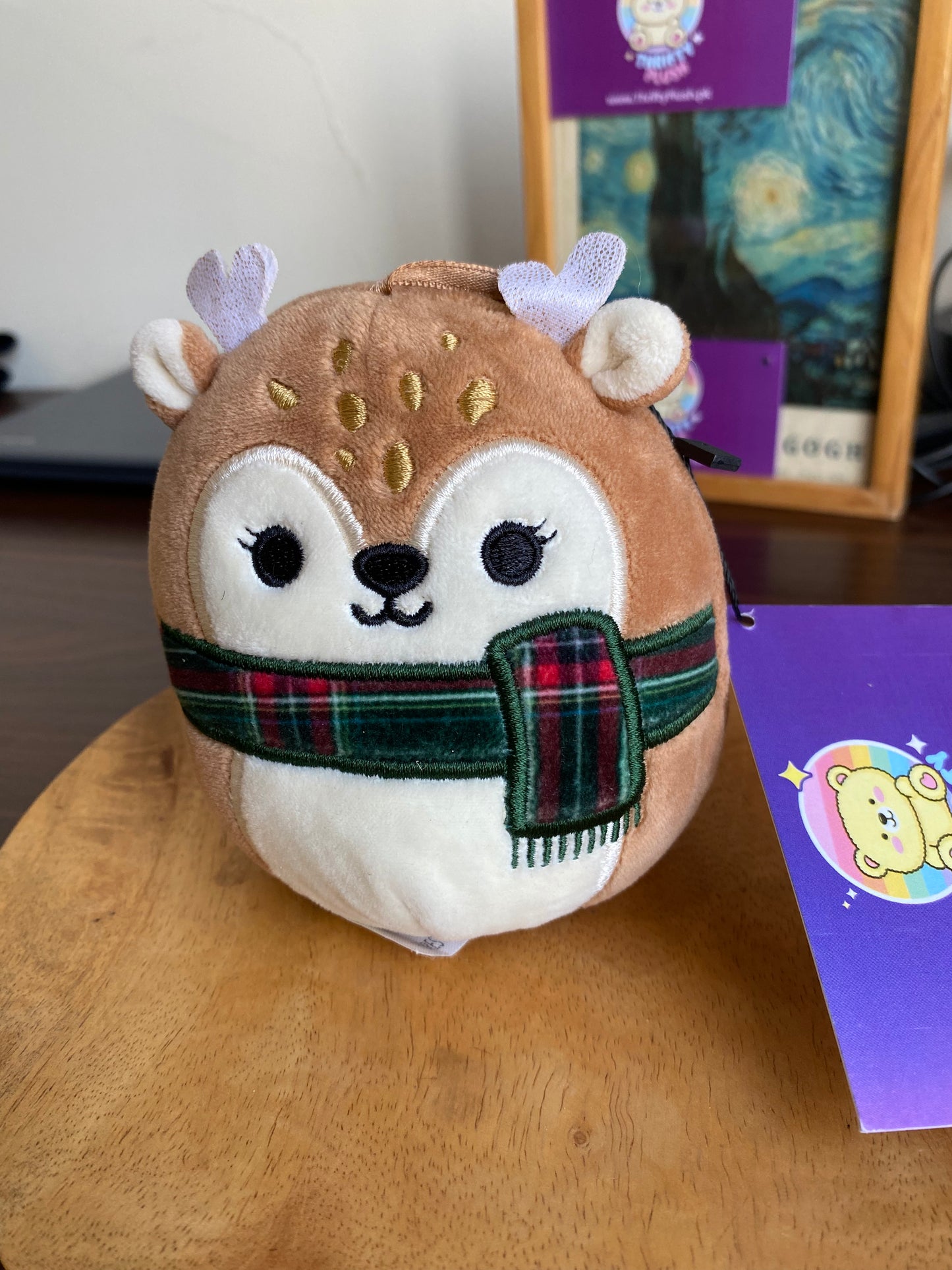 Dawn the Fawn Squishmallow 4” Super Soft Deer Plush with Tartan Scarf