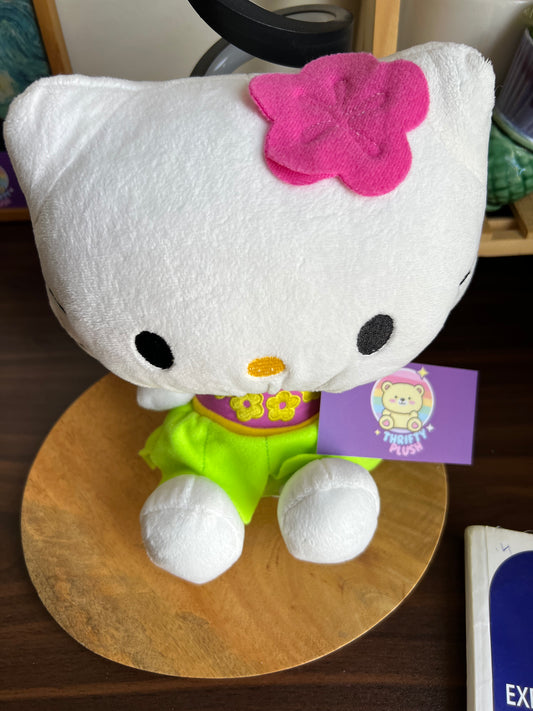 Hello Kitty Plush Toy Wearing A Hawaiian-Style Outfit