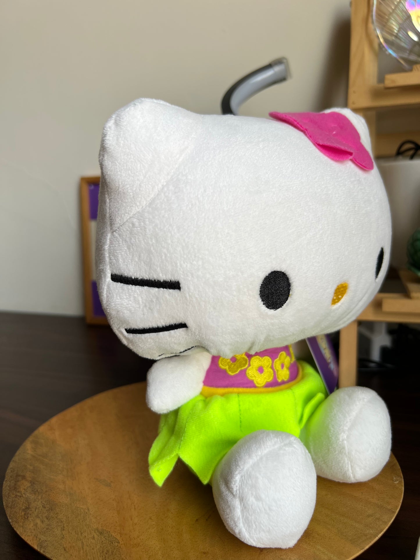 Hello Kitty Plush Toy Wearing A Hawaiian-Style Outfit