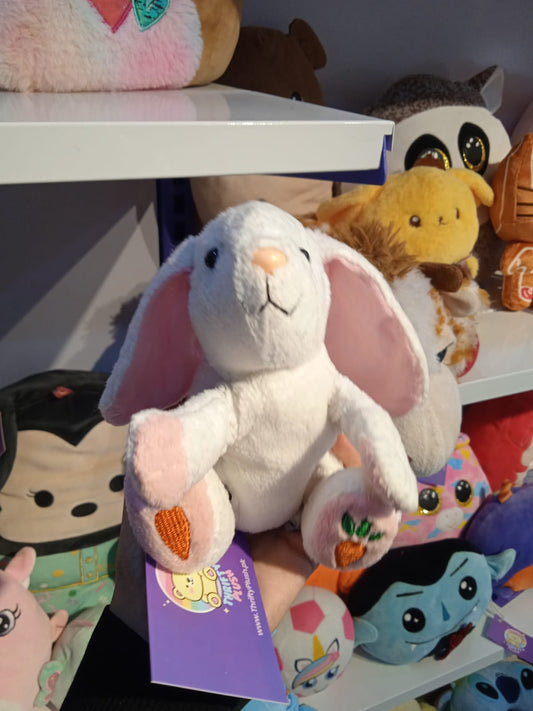 White Stuffed Bunny Animal with Carrot Plush Toy