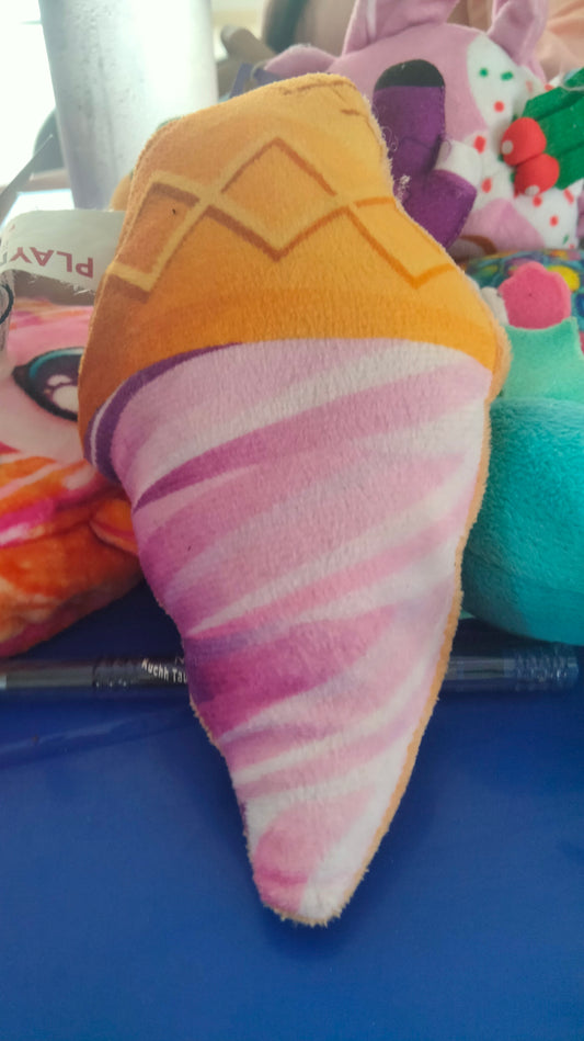 plush ice cream cone stuffed toy with a pink.