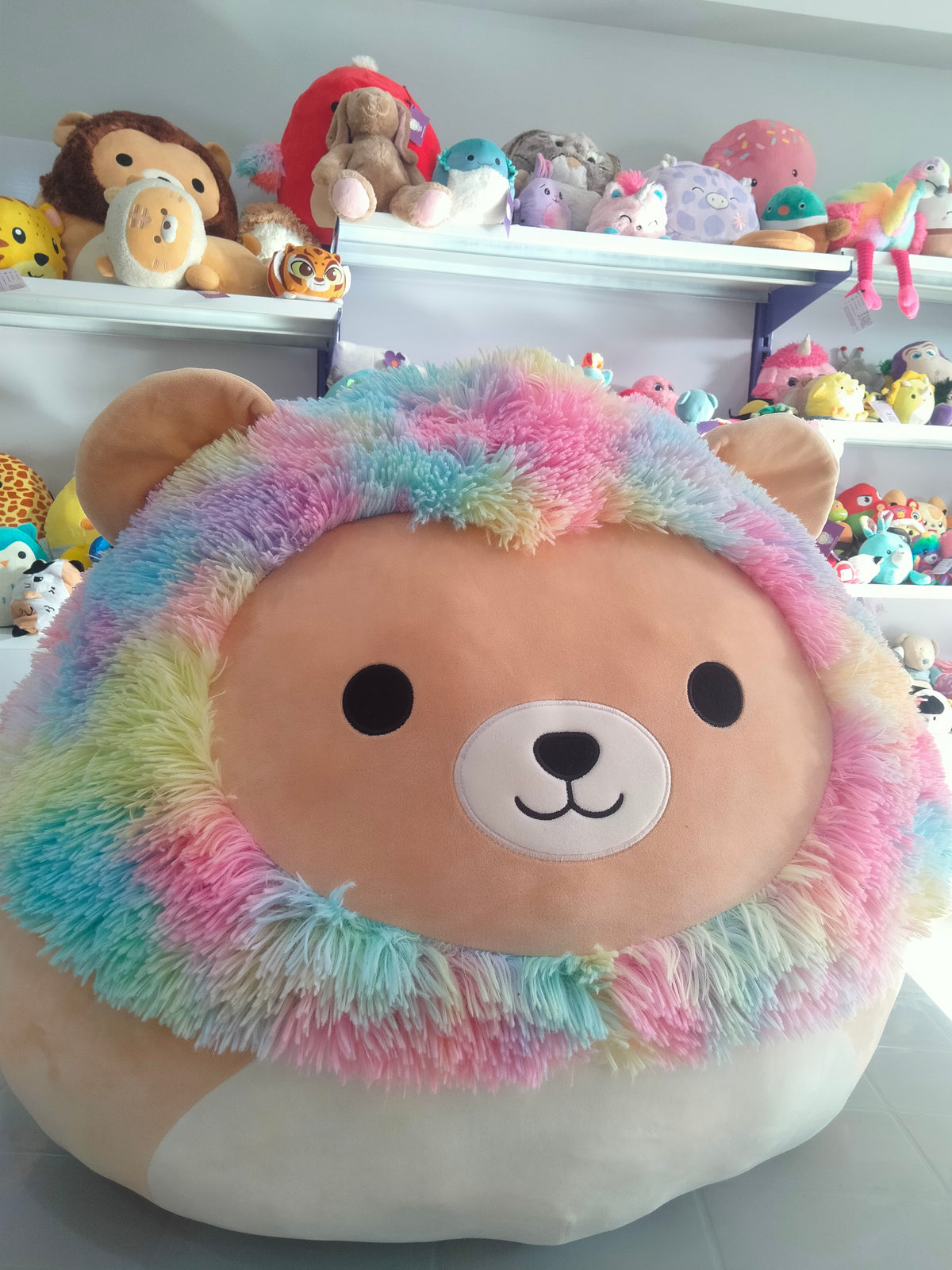 Leonard the Rainbow Lion Squishmallow plush toy.